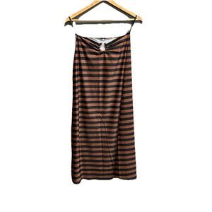 Johanna Ortiz Brown Black Stripes Anesha Women's Jersey Maxi Skirt Size 4
